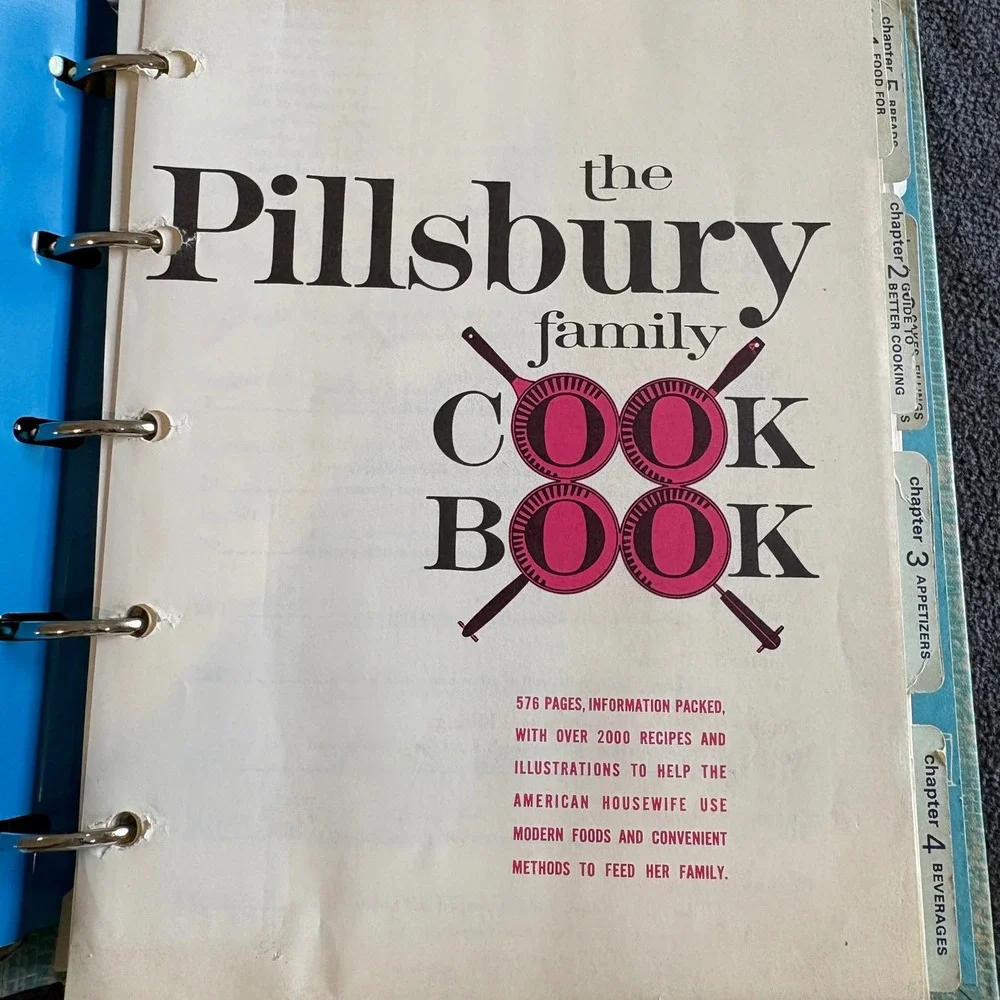 Vintage Pillsbury Family Cook Book Harper & Row Ring Bound 1963 Blue Cover